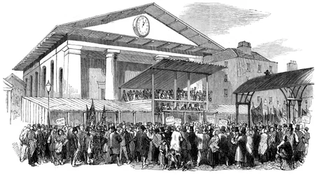 Election hustings in Covent Garden during the Westminster election, London