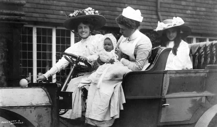 Ellaline Terriss, British actress, with her daughter and baby