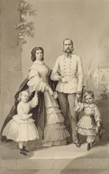 Emperor Franz Joseph I with Empress Elisabeth and their children ..., ca. 1860