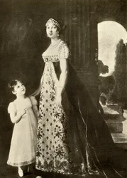 Empire gown and child