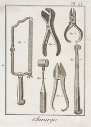 Equipment, Early-Modern Surgical saw and other instruments