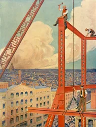 Erecting the Girders of a Huge New Store, c1930