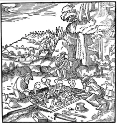 Evaporating Pots of Brine in a Natural Hot Spring to Obtain Salt