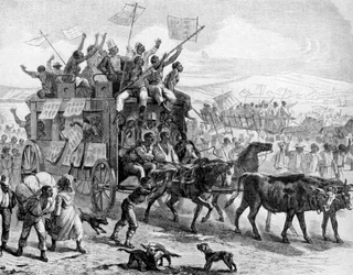 Ex-slaves parading with liberation manifestos, American Civil War, 1861-1865