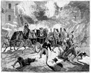 Explosion on the Rue de la Loi, Paris, France, 24th December 1800