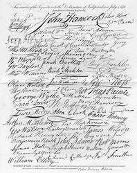 Facsimile of the Signatures to the Declaration of Independence, 4 July 1776