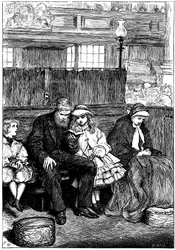 Family at Sunday church service in their Box Pew, London