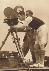 Film-maker - Making a cinema record at one of his annual camps for boys