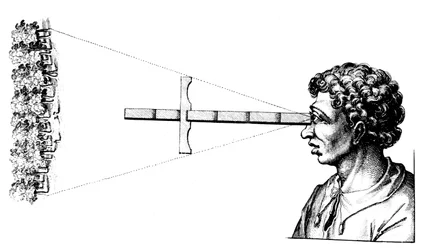 Finding the angular distance between two edges of a wood using a cross-staff