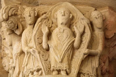 Fleury Abbey Basilica - Porch Capital depicting Saint Martin, Saint Benoit sur Loire, France