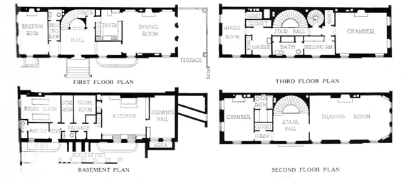 Floor plans, house of Mrs WK Vanderbilt, New York City, 1924
