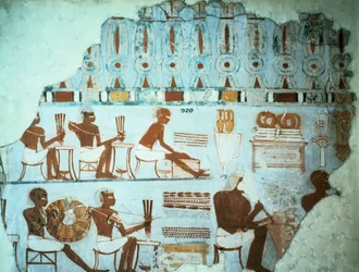 Fragment of painted plaster from the tomb of Sebekhotep, from Thebes, Egypt, 18th Dynasty, c1400 BC