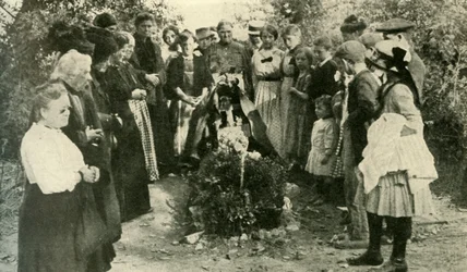 French Civilians at the Grave of a Soldier