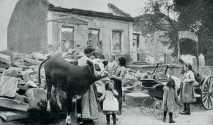 French Refugees Return to Their Abandoned Village, Artois, World War I
