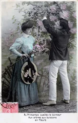 French Romantic Postcard, c1900