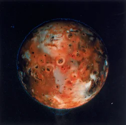 Full view of Io, one of the moons of Jupiter