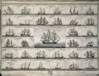 Engraving of War and Merchant Ships that Sailed in the Mediterranean