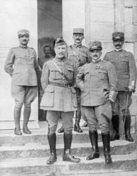 General Diaz and General Foch Meeting at the Italian Headquarters, Italy, 2 May 1918