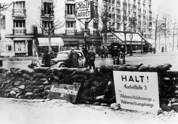 German checkpoint, occupied Paris