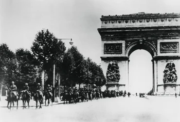 German Soldiers Marching Through Paris, 14 June 1940