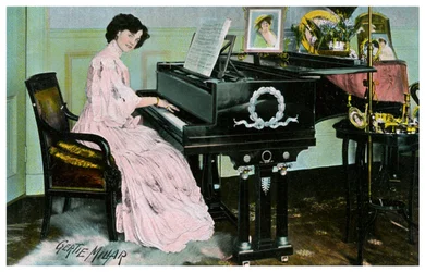 Gertie Millar, British Actress and Singer, Playing the Piano, c1890-1909
