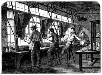 Glass cutters at their wheels