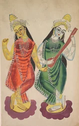 Goddesses Lakshmi and Sarasvati