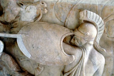 Greek Hoplite in Battle Against the Amazons, 30BC-200AD