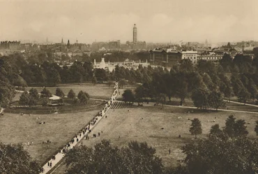 Green Park and Westminster from the Structure That Has Usurped The Site of Old Devonshire