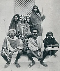 Group of Danakil men and women from the Italian port, Assab Bay, Eritrea