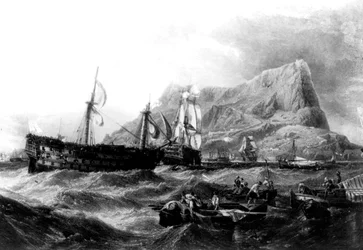 HMS Victory Towed Back to Gibraltar, 1805