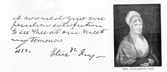 Handwriting and signature of Elizabeth Fry