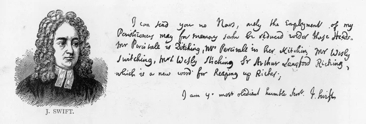Handwriting and signature of Jonathan Swift, April 17