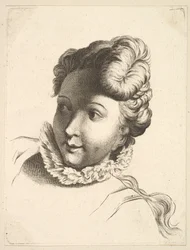 Head of a Woman Wearing a Ruff, from Livre de Têtes Gravées d