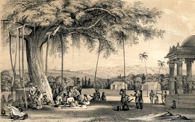 Headman of the village holding his court, 1847