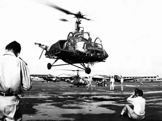 Helicopter Landing at Tan Son Nhut Air Base, Saigon, Vietnam