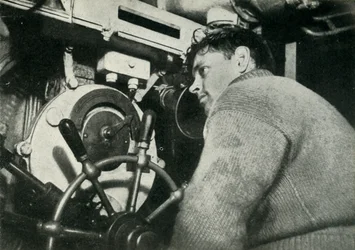 Helmsman of a British submarine, World War II, 1945
