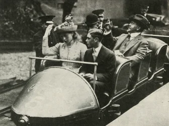 His Majesty and Princess Mary on the Alpine Railway, Earls Court Exhibition, 1913