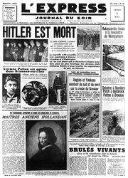 Hitler is Dead, front page of LExpress newspaper, 3 May 1945
