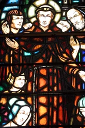 Notre-Dame Cathedral Basilica of Saigon. Stained Glass Window. Saint Anthony of Padua. Ho Chi Minh City, Vietnam