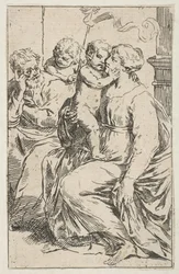 Holy Family with Saint John the Baptist, Copy in Reverse after Cantarini