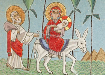 Holy Virgin and Saint John Kame Coptic Monastery icon: The Holy Family, Egypt