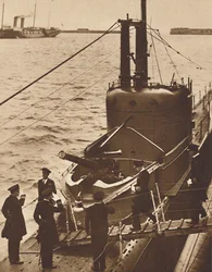 Home Fleet Visit - King Edward boards submarine Narwhal