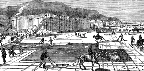 Ice Gathering on the Hudson River Near New York, USA, 1875