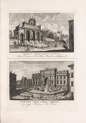 Illustration from the book Collection of Ancient and Modern Views of the City of Rome and Its Surroundings by unknown author and published by Presso Piale neg.e di stampe a S. Carlo al Corso (1816)