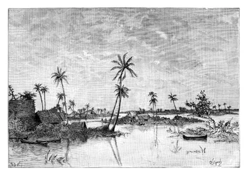 Indian settlement on the Islands of San Blas Bay, c1890