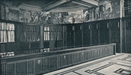 Interior of Grand Trunk Railways New London Offices with Tempera Frieze by Frank Brangwyn, c1909