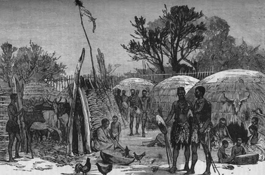 Interior of a Zulu Kraal on the Tugela River