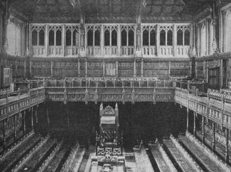 Interior of the House of Commons, Westminster, looking towards the Speaker
