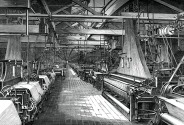 Interior of the Weaving Shed, St Leonards Factory, Dunfermline, c1880